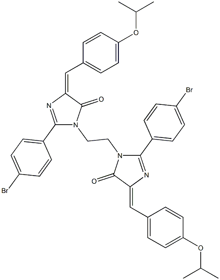 (E)-2-(4-Bromophenyl)-1-(2-((Z)-2-(4-bromophenyl)-4-(4-isopropoxybenzylidene)-5-oxo-4,5-dihydroimidazol-1-yl)ethyl)-4-(4-isopropoxybenzylidene)-1H-imidazol-5(4H)-one 结构式