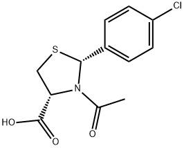 (2R,4R)-2-(4-氯苯基)-3-乙酰-1,3-噻唑烷-4-羧酸 结构式