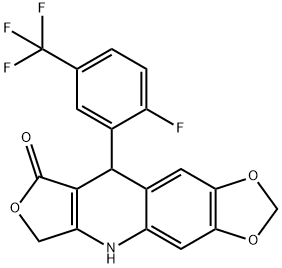 9-[2-Fluoro-5-(trifluoromethyl)phenyl]-6,9-dihydro[1,3]dioxolo[4,5-g]furo[3,4-b]quinolin-8(5H)-one 结构式
