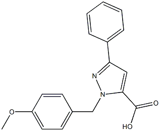 1-(4-METHOXYBENZYL)-3-PHENYL-1H-PYRAZOLE-5-CARBOXYLIC ACID 结构式