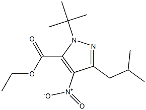 1-(TERT-BUTYL)-3-(2-METHYLPROPYL)-4-NITRO-1H-PYRAZOLE-5-CARBOXYLIC ACID ETHYL ESTER 结构式