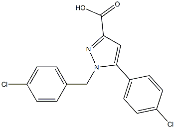 1-(4-CHLOROBENZYL)-5-(4-CHLOROPHENYL)-1H-PYRAZOLE-3-CARBOXYLIC ACID 结构式
