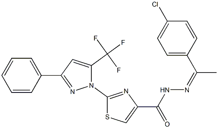 N'-[(1Z)-1-(4-CHLOROPHENYL)ETHYLIDENE]-2-[3-PHENYL-5-(TRIFLUOROMETHYL)-1H-PYRAZOL-1-YL]-1,3-THIAZOLE-4-CARBOHYDRAZIDE 结构式