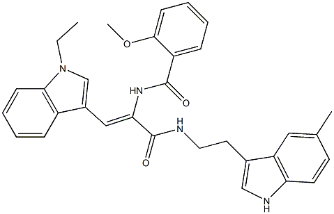 (Z)-N-(1-(1-ETHYL-1H-INDOL-3-YL)-3-(2-(5-METHYL-1H-INDOL-3-YL)ETHYLAMINO)-3-OXOPROP-1-EN-2-YL)-2-METHOXYBENZAMIDE 结构式