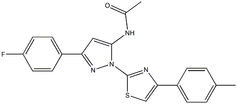 N-{3-(4-FLUOROPHENYL)-1-[4-(4-METHYLPHENYL)-1,3-THIAZOL-2-YL]-1H-PYRAZOL-5-YL}ACETAMIDE 结构式