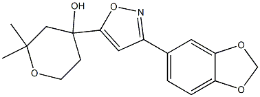 4-[3-(1,3-Benzodioxol-5-yl)isoxazol-5-yl]-2,2-dimethyltetrahydro-2H-pyran-4-ol 结构式