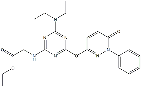 ETHYL 2-({4-(DIETHYLAMINO)-6-[(6-OXO-1-PHENYL-1,6-DIHYDRO-3-PYRIDAZINYL)OXY]-1,3,5-TRIAZIN-2-YL}AMINO)ACETATE 结构式