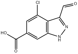 4-氯-3-甲酰基-1H-吲唑-6-羧酸 结构式