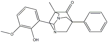 2-(2-Hydroxy-3-methoxyphenyl)-5-methyl-7-phenyl-1,3-diazatricyclo[3.3.1.1~3,7~]decan-6-one 结构式