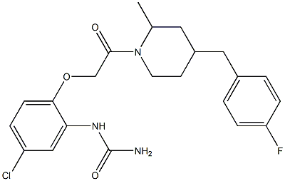 1-[(4-CHLORO-2-UREIDO-PHENOXY)METHYLCARBONYL]-2-METHYL-4-(4-FLUOROBENZYL)-PIPERIDINE 结构式