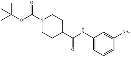 4-(3-氨基苯基氨基甲酰基)哌啶-1-羧酸叔丁酯 结构式