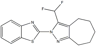 2-(1,3-BENZOTHIAZOL-2-YL)-3-(DIFLUOROMETHYL)-2,4,5,6,7,8-HEXAHYDROCYCLOHEPTA[C]PYRAZOLE 结构式