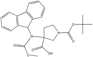 3-(9H-Fluoren-9-ylmethoxycarbonylamino)-pyrrolidine-1,3-dicarboxylic acid 1-tert-butyl ester 结构式