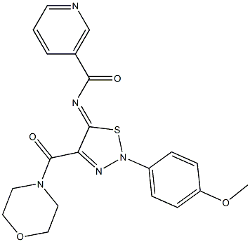 N-[(5Z)-2-(4-METHOXYPHENYL)-4-(MORPHOLIN-4-YLCARBONYL)-1,2,3-THIADIAZOL-5(2H)-YLIDENE]NICOTINAMIDE 结构式