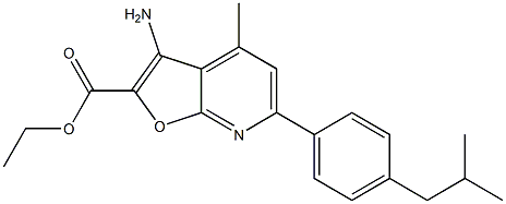 ETHYL 3-AMINO-6-(4-ISOBUTYLPHENYL)-4-METHYLFURO[2,3-B]PYRIDINE-2-CARBOXYLATE 结构式