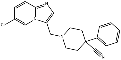 1-[(6-CHLOROIMIDAZO[1,2-A]PYRIDIN-3-YL)METHYL]-4-PHENYL-4-PIPERIDINECARBONITRILE 结构式