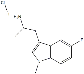 1-(5-氟-1-甲基-1H-吲哚-3-基)丙-2-胺盐酸盐 结构式
