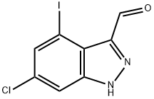 6-CHLORO-4-IODO (1H)INDAZOLE CARBOXALDEHYDE 结构式