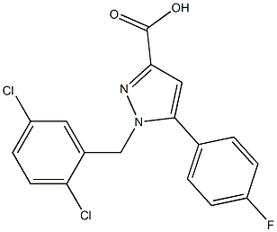 1-(2,5-DICHLOROBENZYL)-5-(4-FLUOROPHENYL)-1H-PYRAZOLE-3-CARBOXYLIC ACID 结构式