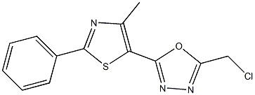 2-(CHLOROMETHYL)-5-(4-METHYL-2-PHENYL-1,3-THIAZOL-5-YL)-1,3,4-OXADIAZOLE 结构式