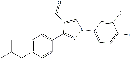 1-(3-CHLORO-4-FLUOROPHENYL)-3-(4-ISOBUTYLPHENYL)-1H-PYRAZOLE-4-CARBALDEHYDE 结构式