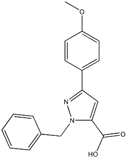 1-BENZYL-3-(4-METHOXYPHENYL)-1H-PYRAZOLE-5-CARBOXYLIC ACID 结构式