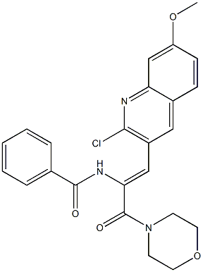 (Z)-N-(1-(2-Chloro-7-methoxyquinolin-3-yl)-3-morpholino-3-oxoprop-1-en-2-yl)benzamide 结构式