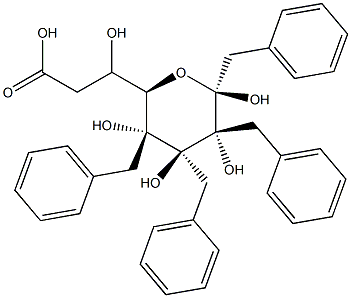 6-CARBOXYMETHYL-1,2,3,4-TETRABENZYL-BETA-D-GLUCOPYRANOSE 结构式