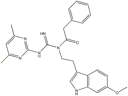 N-(4,6-DIMETHYL-2-PYRIMIDINYL)-N'-[2-(6-METHOXY-1H-INDOL-3-YL)ETHYL]-N'-(2-PHENYLACETYL)GUANIDINE 结构式