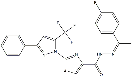 N'-[(1Z)-1-(4-FLUOROPHENYL)ETHYLIDENE]-2-[3-PHENYL-5-(TRIFLUOROMETHYL)-1H-PYRAZOL-1-YL]-1,3-THIAZOLE-4-CARBOHYDRAZIDE 结构式