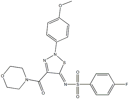 (Z)-4-FLUORO-N-(2-(4-METHOXYPHENYL)-4-(MORPHOLINE-4-CARBONYL)-1,2,3-THIADIAZOL-5(2H)-YLIDENE)BENZENESULFONAMIDE 结构式