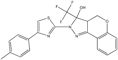2-[4-(4-METHYLPHENYL)-1,3-THIAZOL-2-YL]-3-(TRIFLUOROMETHYL)-2,3,3A,4-TETRAHYDROCHROMENO[4,3-C]PYRAZOL-3-OL 结构式