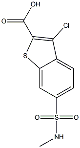 3-CHLORO-6-[(METHYLAMINO)SULFONYL]-1-BENZOTHIOPHENE-2-CARBOXYLIC ACID 结构式