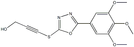 3-([5-(3,4,5-TRIMETHOXYPHENYL)-1,3,4-OXADIAZOL-2-YL]THIO)PROP-2-YN-1-OL 结构式