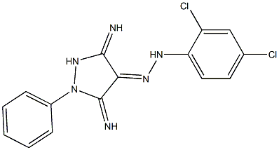 (4E)-3,5-DIIMINO-1-PHENYLPYRAZOLIDIN-4-ONE (2,4-DICHLOROPHENYL)HYDRAZONE 结构式