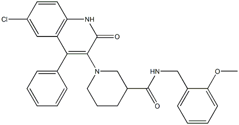 1-(6-CHLORO-2-OXO-4-PHENYL-1,2-DIHYDROQUINOLIN-3-YL)-N-(2-METHOXYBENZYL)PIPERIDINE-3-CARBOXAMIDE 结构式