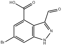 6-BROMO-3-FORMYL-4-INDAZOLECARBOXYLIC ACID 结构式