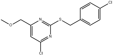 4-氯-2-[(4-氯苄基)磺酰基]-6-(甲氧基甲基)嘧啶 结构式