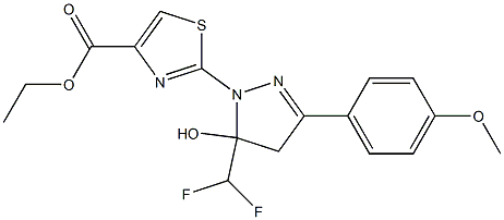 ETHYL 2-(5-(DIFLUOROMETHYL)-5-HYDROXY-3-(4-METHOXYPHENYL)-4,5-DIHYDROPYRAZOL-1-YL)THIAZOLE-4-CARBOXYLATE 结构式