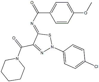 N-[2-(4-CHLOROPHENYL)-4-(1-PIPERIDINYLCARBONYL)-1,2,3-THIADIAZOL-5(2H)-YLIDENE]-4-METHOXYBENZAMIDE 结构式