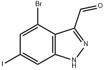 4-BROMO-6-IODO-3-(1H)INDAZOLE CARBOXALDEHYDE 结构式