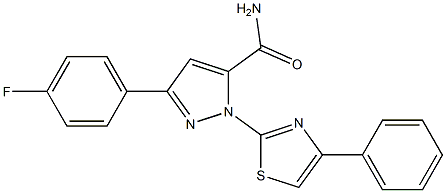 3-(4-FLUOROPHENYL)-1-(4-PHENYL-1,3-THIAZOL-2-YL)-1H-PYRAZOL-5-YLFORMAMIDE 结构式