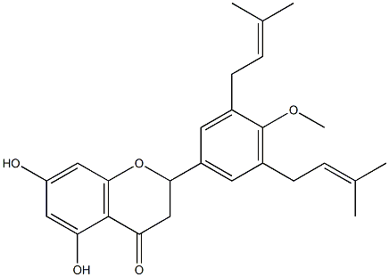 5,7-DIHYDROXY-2-[4-METHOXY-3,5-BIS-(3-METHYL-BUT-2-ENYL)-PHENYL]-CHROMAN-4-ONE 结构式