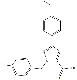 1-(4-FLUOROBENZYL)-3-(4-METHOXYPHENYL)-1H-PYRAZOLE-5-CARBOXYLIC ACID 结构式