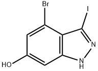 4-BROMO-6-HYDROXY-3-IODO (1H)INDAZOLE 结构式