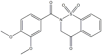 2-(3,4-DIMETHOXYBENZOYL)-2,3-DIHYDRO-4H-1,2-BENZOTHIAZIN-4-ONE 1,1-DIOXIDE 结构式