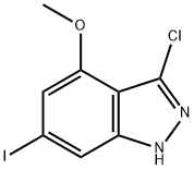 3-CHLORO-6-IODO-4-METHOXY (1H)INDAZOLE 结构式