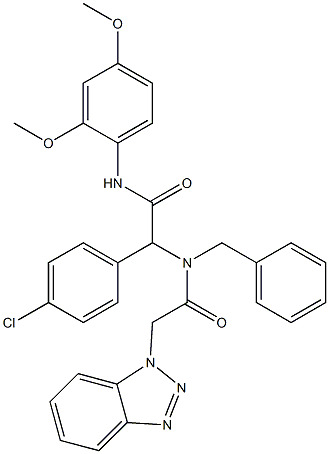 2-(2-(1H-BENZO[D][1,2,3]TRIAZOL-1-YL)-N-BENZYLACETAMIDO)-2-(4-CHLOROPHENYL)-N-(2,4-DIMETHOXYPHENYL)ACETAMIDE 结构式