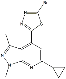 4-(5-BROMO-1,3,4-THIADIAZOL-2-YL)-6-CYCLOPROPYL-1,3-DIMETHYL-1H-PYRAZOLO[3,4-B]PYRIDINE 结构式