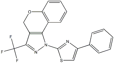 1-(4-PHENYL-1,3-THIAZOL-2-YL)-3-(TRIFLUOROMETHYL)-1,4-DIHYDROCHROMENO[4,3-C]PYRAZOLE 结构式